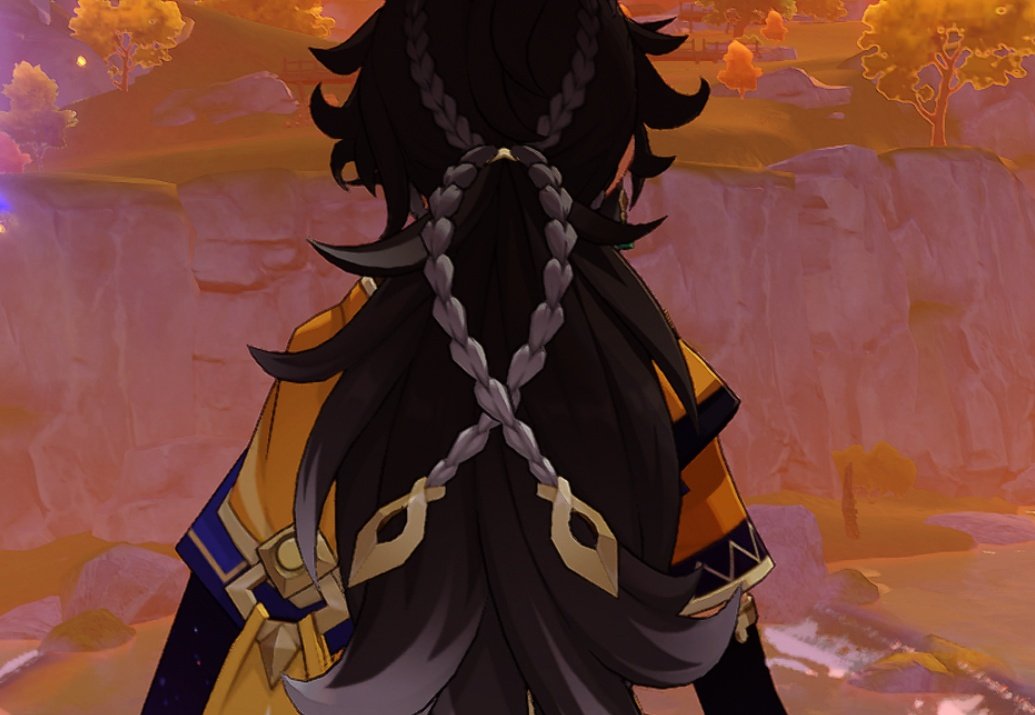 dinoyapper's tweet image. sethos takes the time to carefully pick all the white hair to braid it, but there's one that's too short to braid