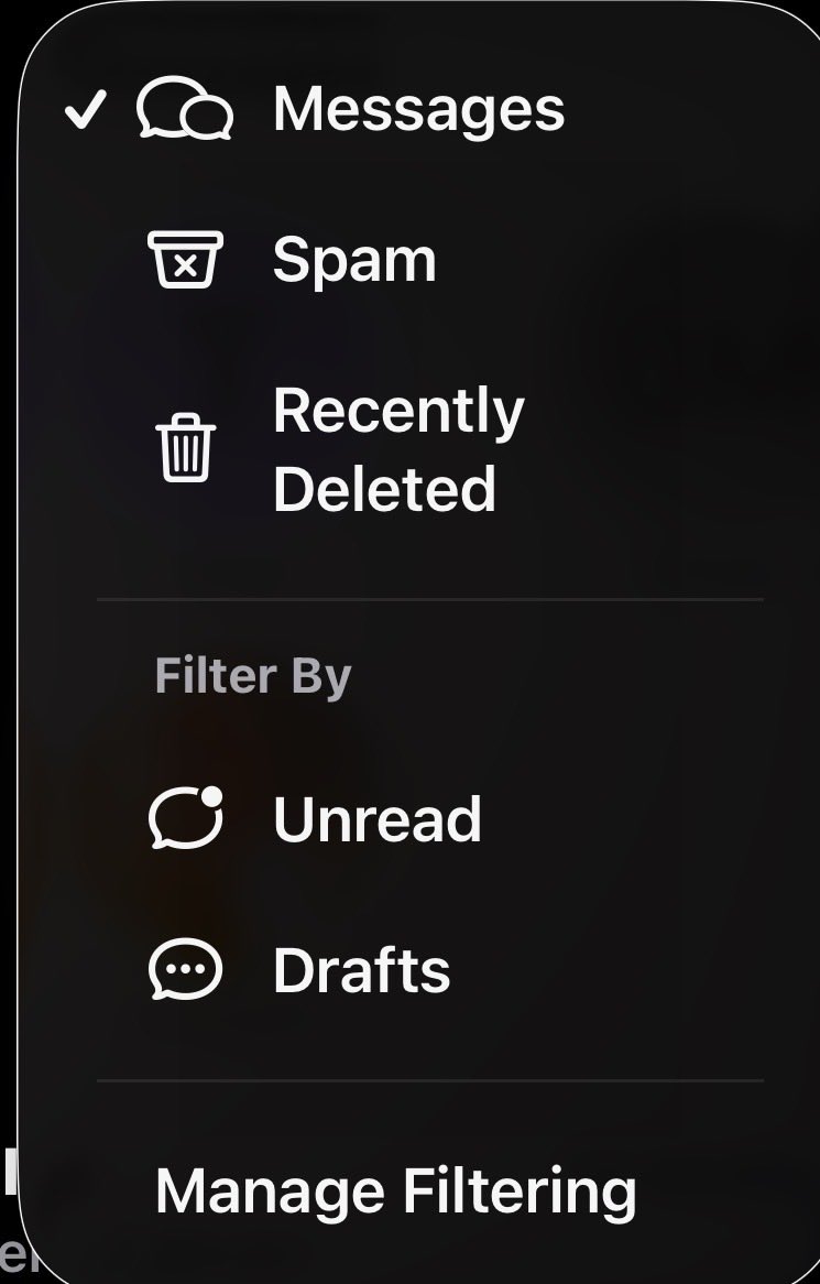 Did anyone notice the “Spam” text messages area in the iOS?