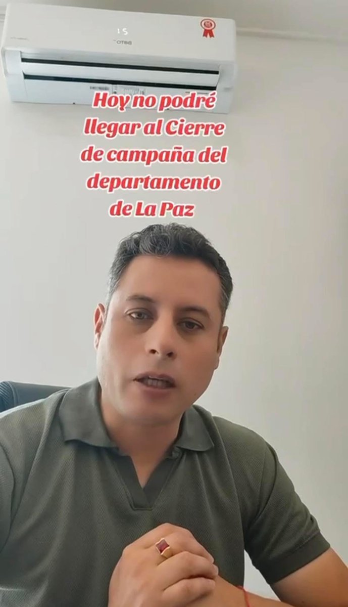 Lara borró video de Tik Tok, dijo que no fue a La Paz por salud de su esposa, ahora anuncia cierre campaña en Sucre

El candidato a la vicepresidencia por el PDC, #EdmanLara, borró o escondió el video que publicó este sábado en su cuenta de Tik Tok donde justifica su ausencia en