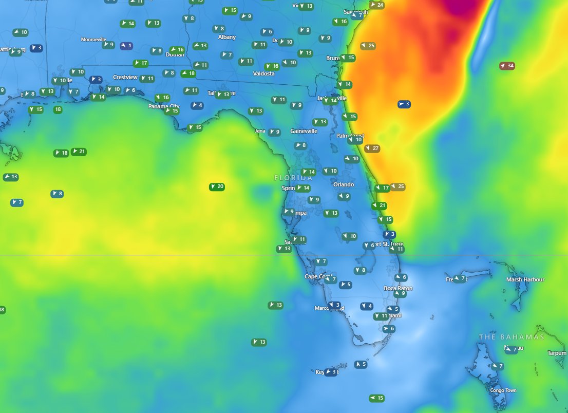 ASTracking's tweet image. Breezy and dry conditions continue across florida!
