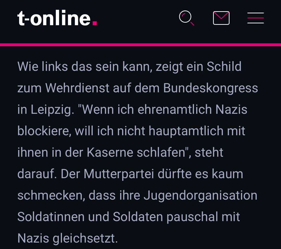 Nach ACAB folgt nun bei der Grünen Jugend die pauschale Diffamierung von Soldaten als Nazis. 

Das ist kein „edgy-linker“ Aktivismus einer Jugendorganisation, sondern Ausdruck einer wachsenden Verachtung gegenüber den Institutionen der freiheitlich-demokratischen Grundordnung.