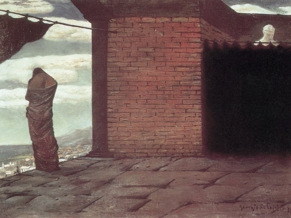 ValerioLivia's tweet image. Buona serata e notte, caro Alberto e tutti🌛🙏
Giorgio de Chirico
~L&apos;enigma dell’oracolo
 1910
 riprende il tema filosofico dell&apos;enigma, con
la figura velata, ricurva e vista di spalle, e gli spazi &quot;metafisici&quot;