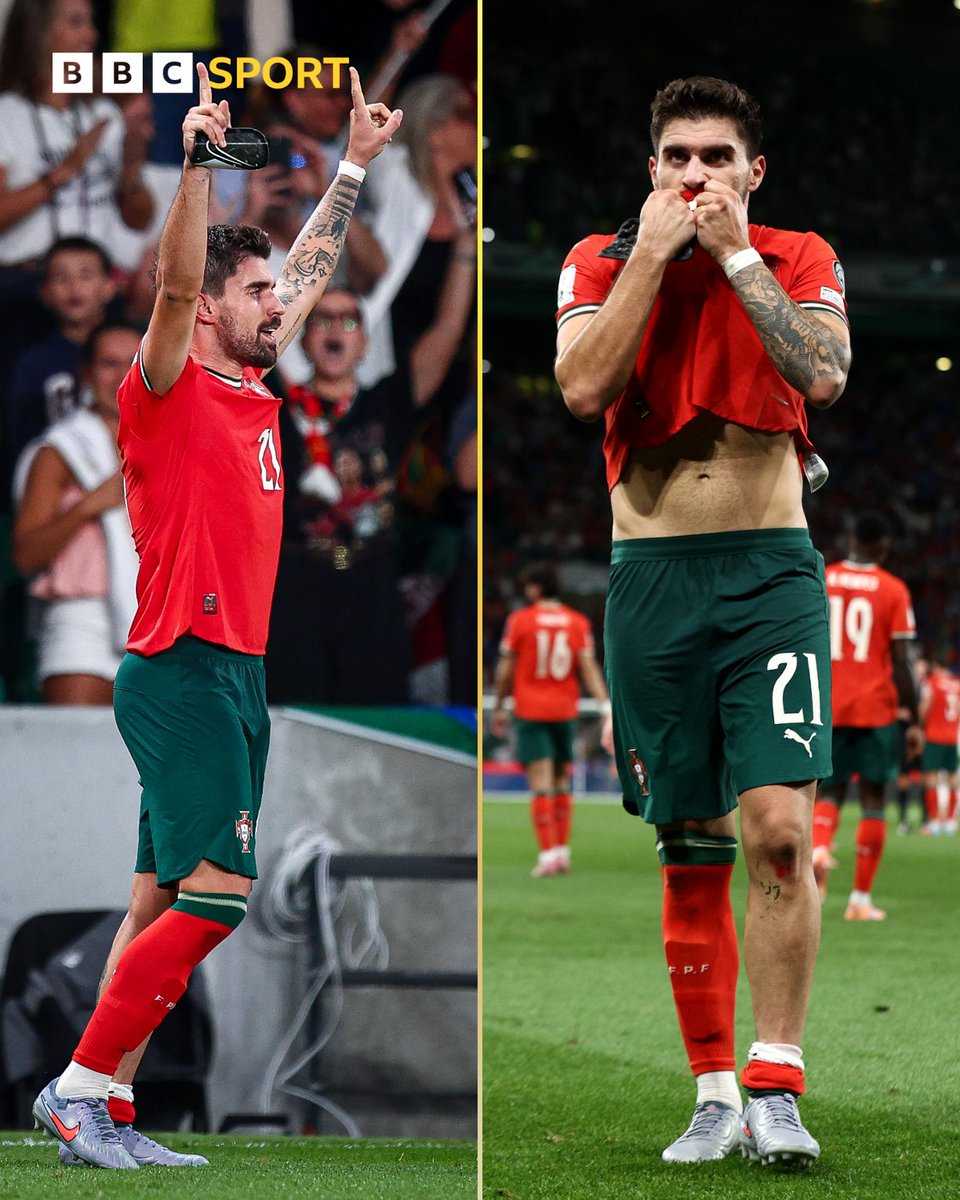 BBCMOTD's tweet image. That goal meant everything to Ruben Neves 🥺

The midfielder wearing 21 in honour of his late friend and team-mate Diogo Jota, scored the winner on Portugal&apos;s first home game since Jota&apos;s tragic death in July ❤️