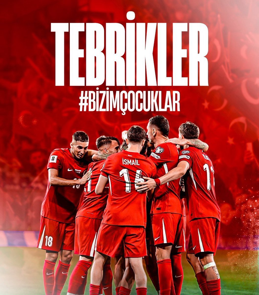 Tebrikler #BizimÇocuklar 🇹🇷

A Millî Futbol Takımımızın 6–1’lik tarihi bir zafere imza atarak sergilediği üstün oyun, milletçe göğsümüzü kabartmıştır. 

Ay-Yıldızlılarımızı yürekten kutluyor; alın teriyle sahaya karakter koyan tüm futbolcularımıza teşekkür ediyorum.