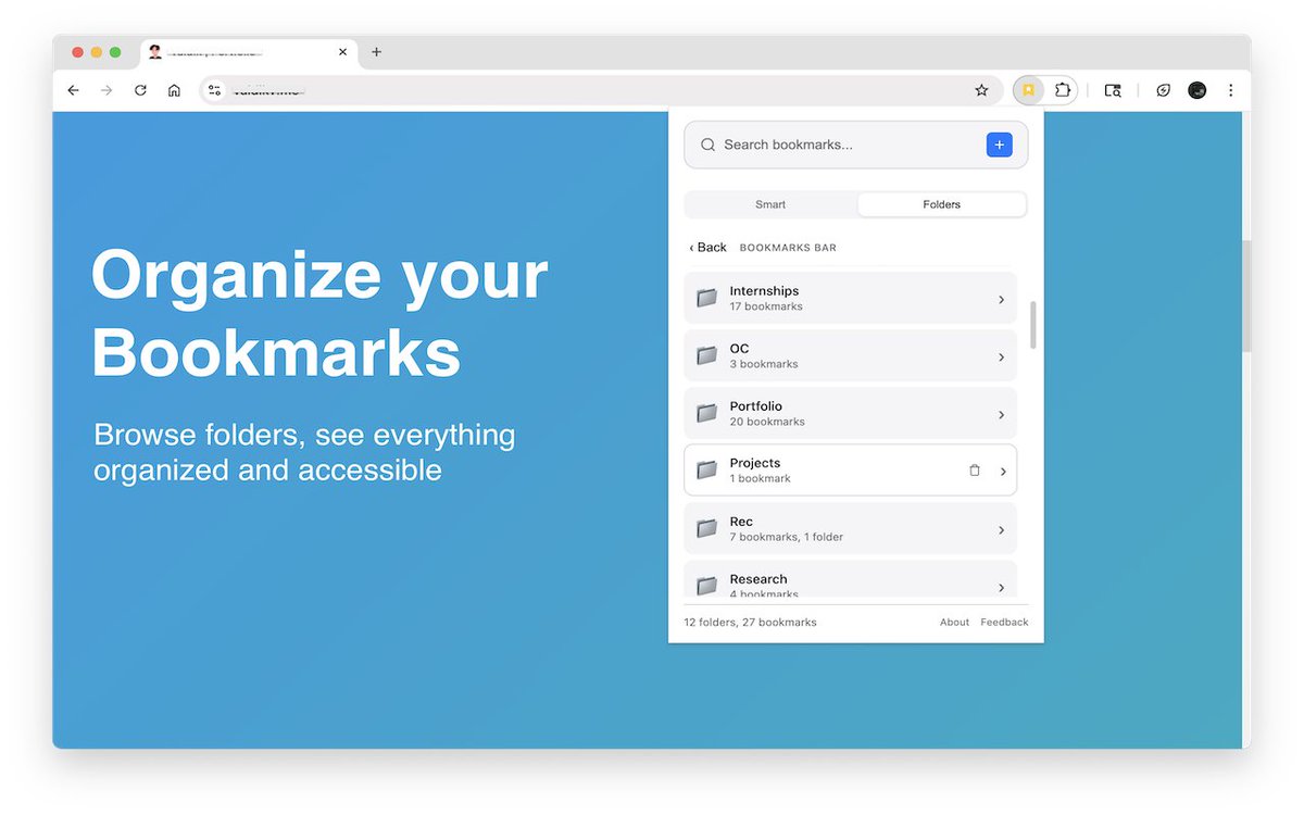 vaidikkv's tweet image. Hi all, I&apos;m publishing my first ever Chrome extension and would love your thoughts.   

Introducing Smart Bookmark Search:
The ideal way to manage your bookmarks.  

Launching soon on chrome.