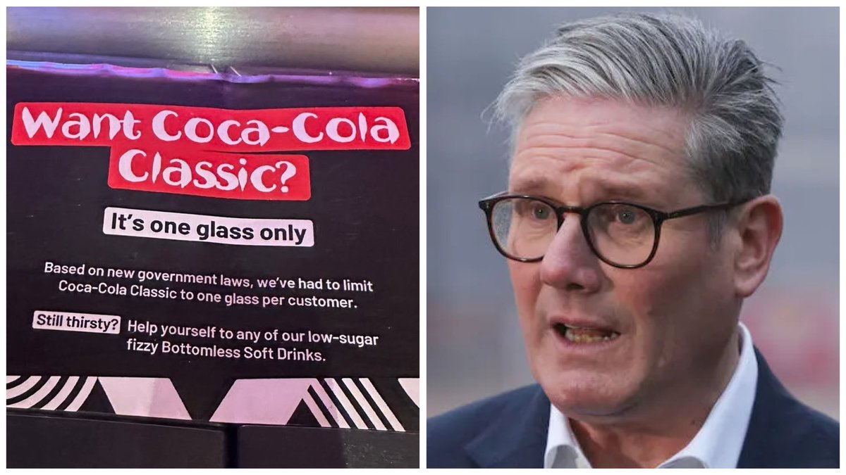 NicholasLissack's tweet image. Keir Starmer’s government has banned free refills of hot chocolate, mochas, and Coca-Cola.

Yet he can’t stop the boats, smash the gangs, or do anything except make life even more miserable for ordinary Brits.

Britain is a bad joke, and Starmer’s the punchline.