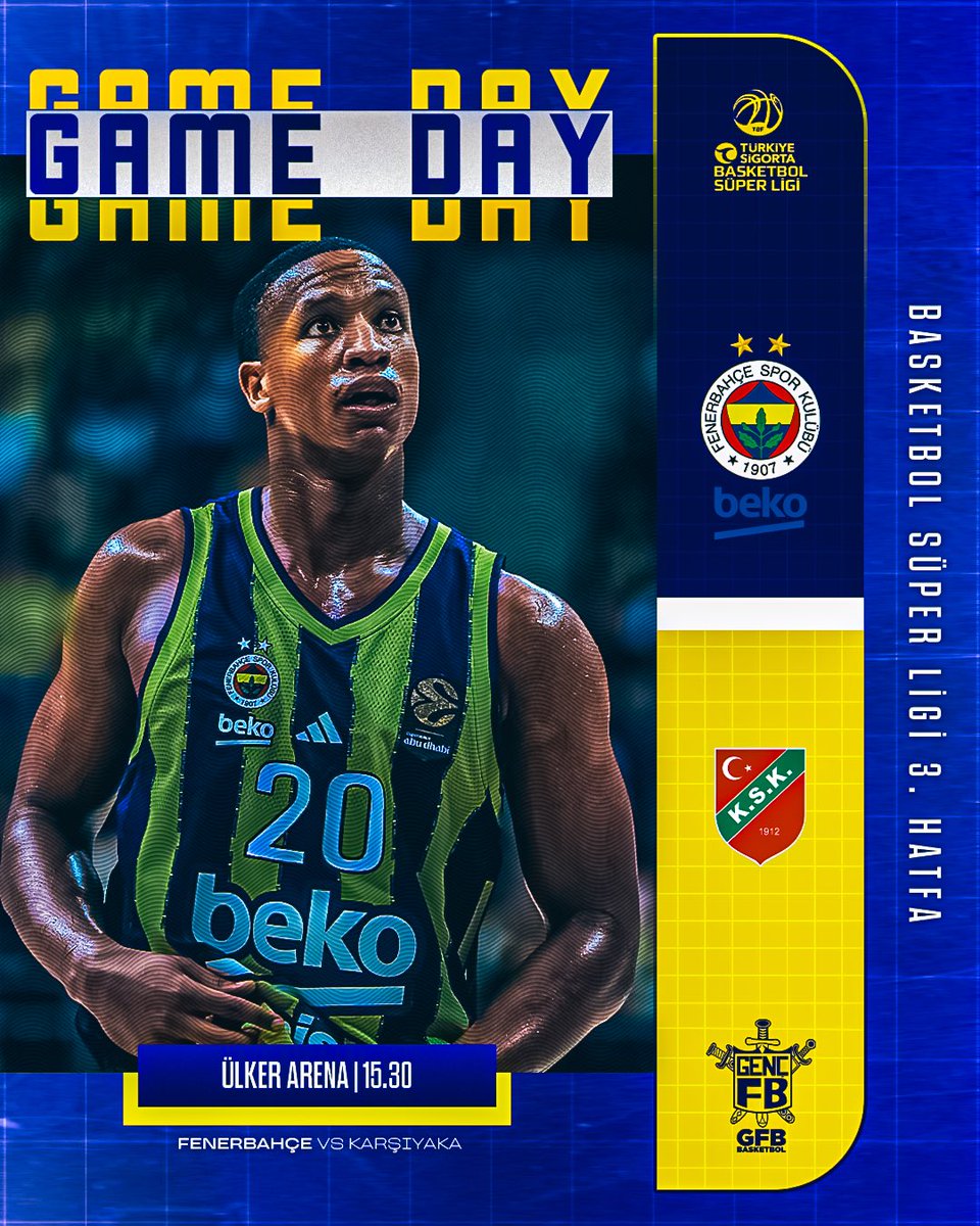 🏀 GAME DAY!

🏆 Türkiye Sigorta BSL 3. Hafta
🆚 Karşıyaka
🕗 15.30
📍 Ülker Arena