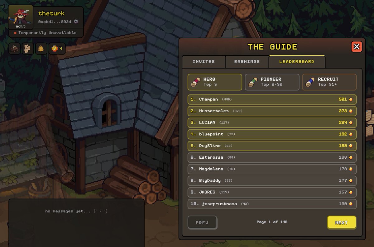 social experiment as a game: <a href="/playhuntertales/">Huntertales</a> 

already saw posts from some content creators, calling it "collaboration" or "co-op", in reality it is an invite-scheme (ponzi?).

respect to builders, but there is no game and people aping "just in case".