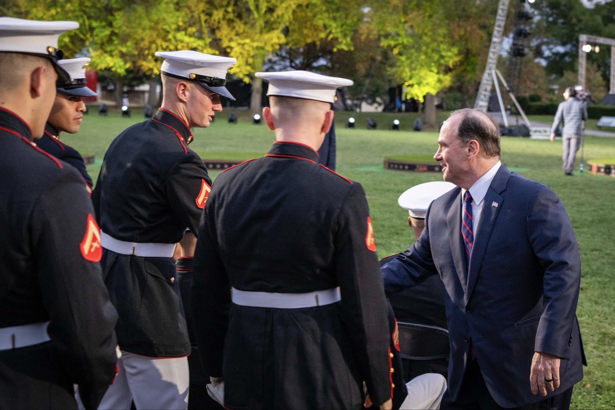 SECNAV's tweet image. Honoring 250 years of our nation’s @USMC.

Marines don’t wait for perfect conditions, they act with purpose, lead with confidence and finish the mission. 

To the standard set at Tun Tavern. 

To the names etched at Tripoli, Belleau Wood, Montezuma, Vietnam and Fallujah. 

To a…