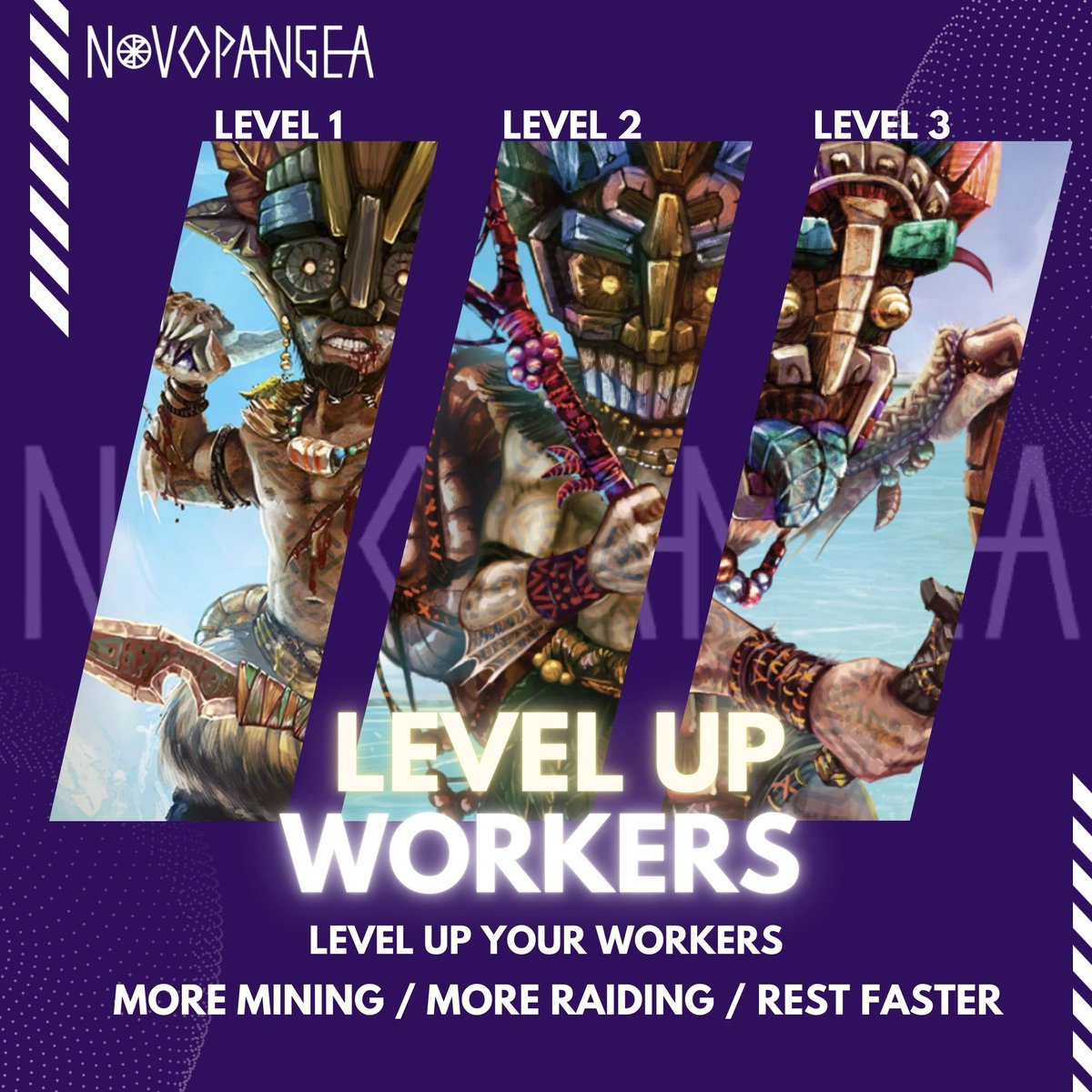 Novopangeaio's tweet image. Worker Leveling in NovoPangea
Your workers aren’t just NFTs — they evolve.
Level them up to become stronger miners or raiders, with faster recovery and improved efficiency.
Each level transforms the NFT’s artform, making every worker truly unique. 🌍⚔️
#NovoPangea #Web3Gaming…