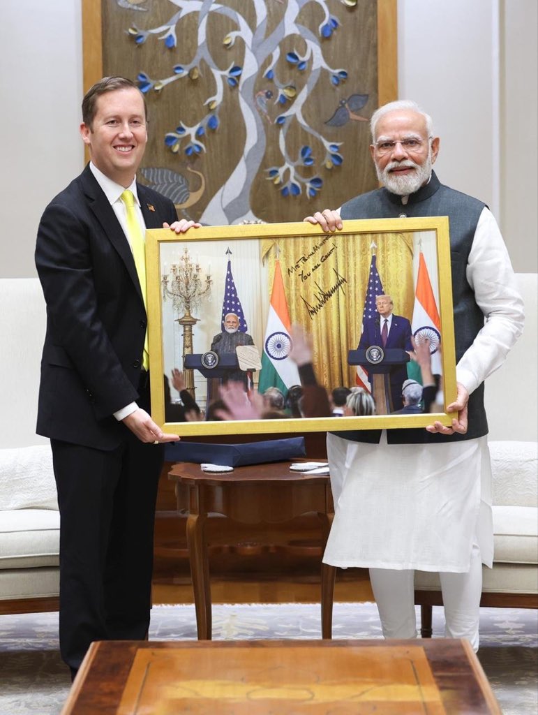 hanryjake41's tweet image. Glad to receive Mr. Sergio Gor, Ambassador-designate of the US to India. I’m confident that his tenure will further strengthen the India–US Comprehensive Global Strategic Partnership.