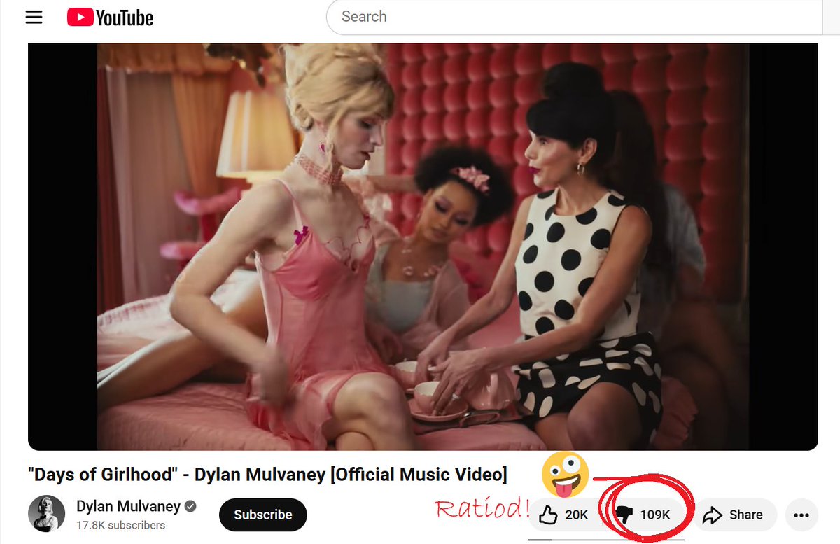 This is a good way to get yourself cancelled.... again. Don't mock Jesus. I'm sure this will flop like your ridiculous mockery of women with the "Days of Girlhood" video. Best ratio ever on YouTube. Dylan Mulvaney. 🏆