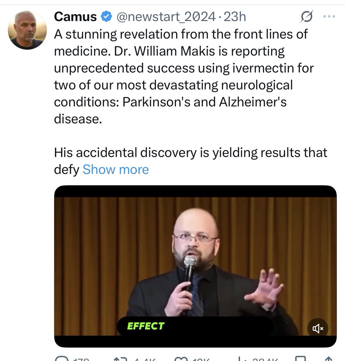 "From the front lines of medicine"

Narrator : William Makis has been stripped of his medical licence and claims worm pills cure cancer.

He is not taken seriously by anyone in medicine