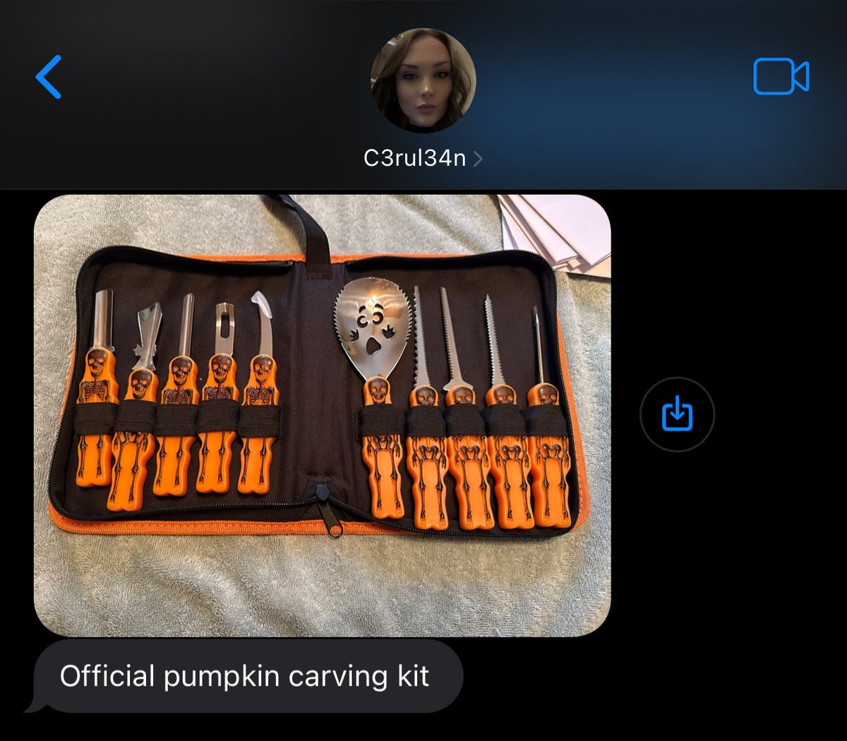0xTib3rius's tweet image. I think my girlfriend might be a pumpkin serial killer. 😬