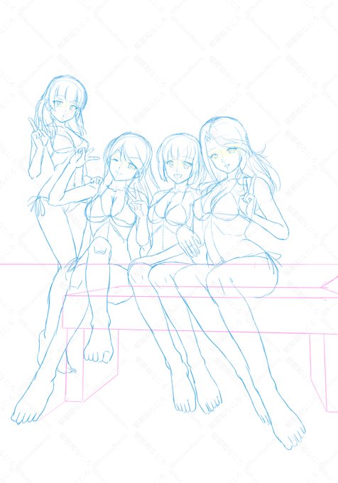 おはようございます!
朝お絵かき。
拙作『新家族』のヒロインズ描きます。 