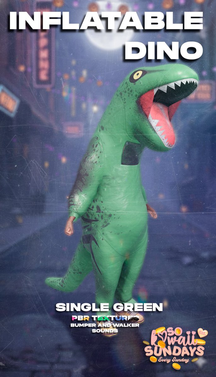 GAKIGANGSL's tweet photo. A deal so Kawaii it will make you roar! 🦖 This weekend only, get any of our SINGLE COLOR Inflatable Dinos (Pink, Blue, Green, Orange) for ONLY 65L at the #SoKawaiiSundays event! Includes PBR Textures. The Fatpack is NOT on sale! https://t.co/Isffmt8X0C #SLSale #SecondLife #Dino https://t.co/3PntEniamy