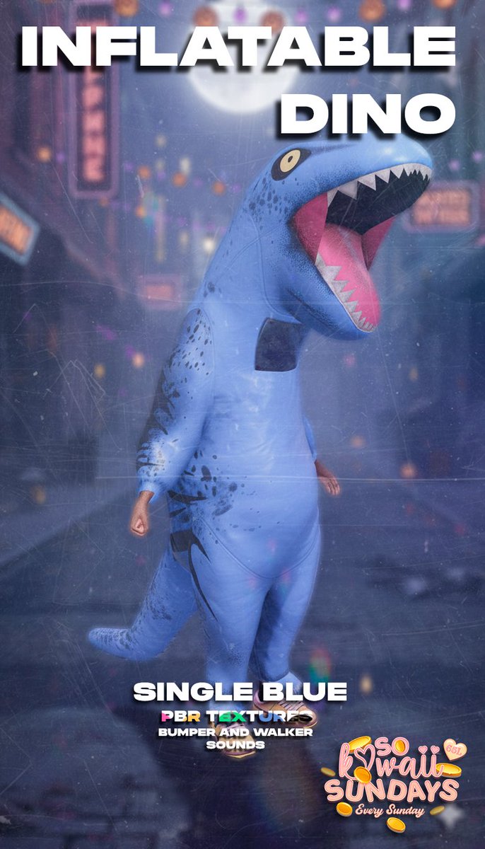 GAKIGANGSL's tweet photo. A deal so Kawaii it will make you roar! 🦖 This weekend only, get any of our SINGLE COLOR Inflatable Dinos (Pink, Blue, Green, Orange) for ONLY 65L at the #SoKawaiiSundays event! Includes PBR Textures. The Fatpack is NOT on sale! https://t.co/Isffmt8X0C #SLSale #SecondLife #Dino https://t.co/3PntEniamy
