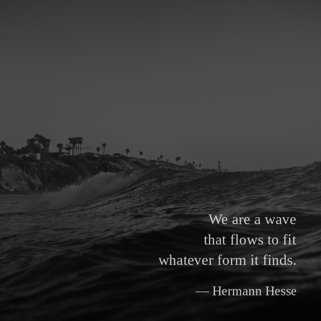 wectar's tweet image. We are a wave that flows to fit whatever form it finds. — Hermann Hesse

#HermannHesse #form