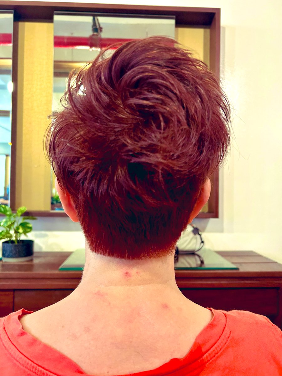 MariMatsumotoNY's tweet image. Copper mahogany #color &amp;amp; #Mohawk short haircut✂️❤️‍🔥 #26thstreet #NewYork #haircut #shorthair