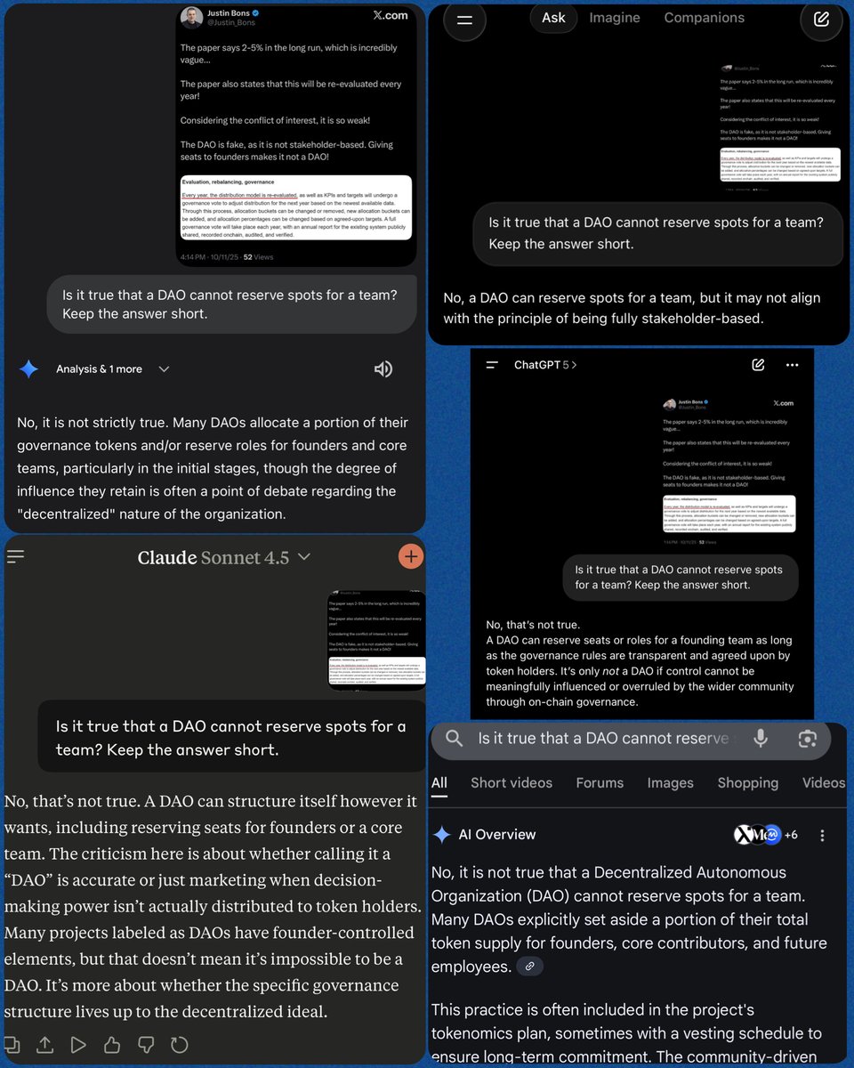 DBCrypt0's tweet image. Don’t bother arguing with Justin

You are wrong and he is right. End of story.

Because Justin is the only one who knows what a DAO is
What governance is
What the ideal tokenomics model is

Even though every LLM will tell you otherwise, Justin is right and you are wrong