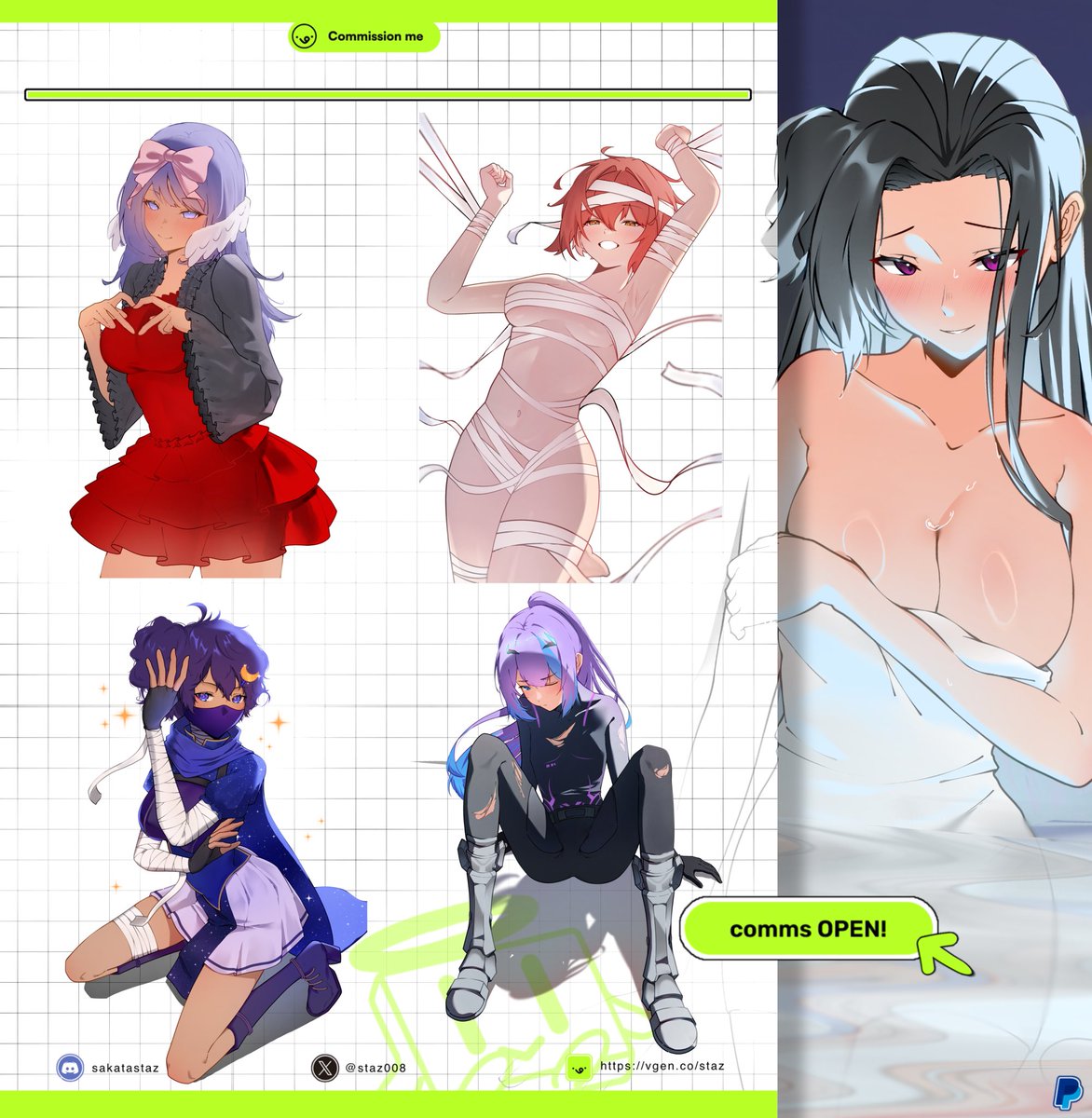 (Retweets are highly appreciated)❤️
Hello everyone, I'm opening commissions again!
You can also order through Vgen.

If you're interested or have any questions please DM me^^

Discord: sakatastaz (fast response) 

#VGenOpen #VGen #VGenComm