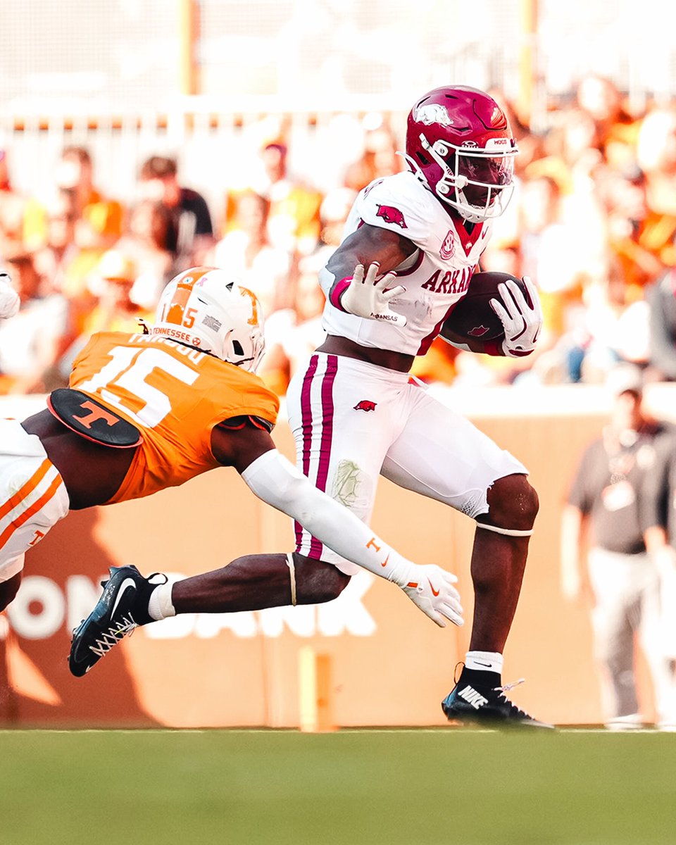 RazorbackFB's tweet image. Dodging left and right