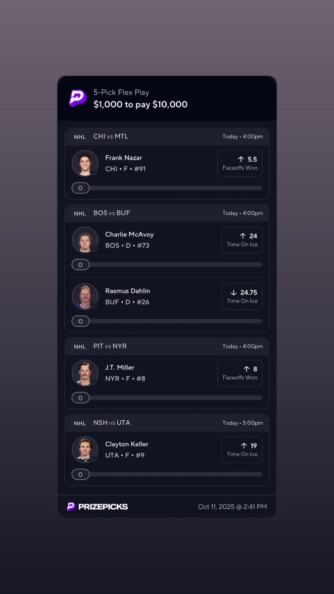 EthBetz's tweet image. PrizePicks 10x 🚀 

Sell the news 📄 

DROP A ❤️ IF TAILING!

#PrizePicks #GamblingX #NHL
