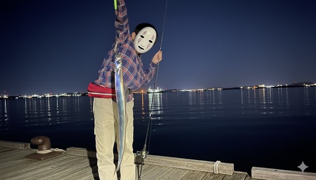 kaonashi_papa's tweet image. 最近、金曜日の夜は子ども達と釣りする機会が増えてきた。かおなし兄はバラしあるも釣れずの残念な結果だったけれど、かおなし弟はアオリイカ1杯だけでなく、タチウオテンヤで初めて  #太刀魚 も釣った！釣りのセンスあるかも！？