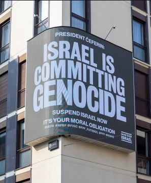 PalestineCultu1's tweet photo. This was spotted in Milan, Italy, as demonstrators prepare to protest the upcoming Italy vs. lsr@eI match. https://t.co/1yMX7QslCh