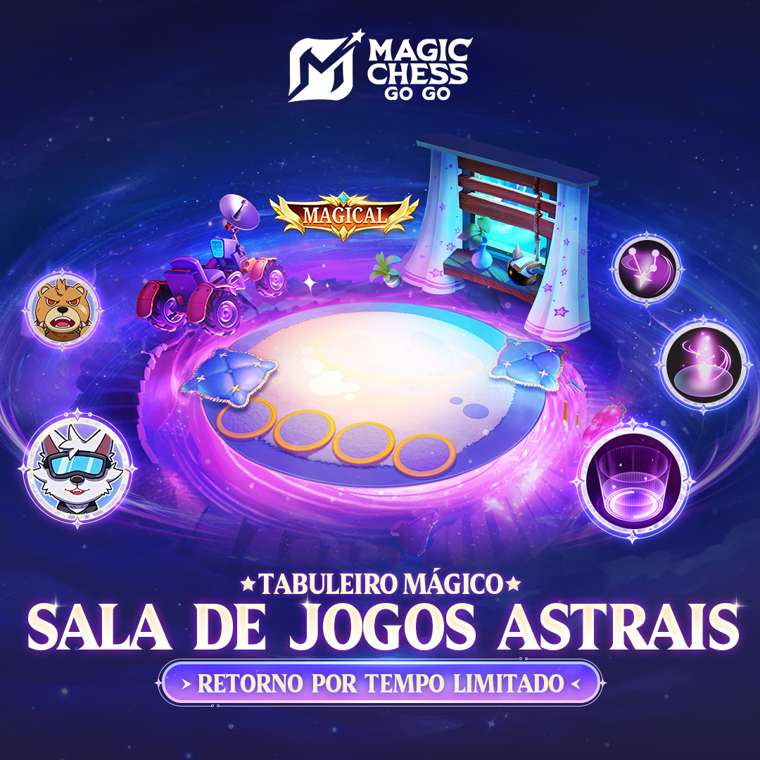 mcggbr's tweet image. O Tabuleiro Mágico "Sala de Jogos Astrais" retornou por tempo limitado!
A lenda diz que apenas os destemidos com corações puros podem viajar através das estrelas
#MagicChessGoGo
#MCGG
#MCGGSeason3
#MCGGS3CosmicTraders
#MCGGNewSeason