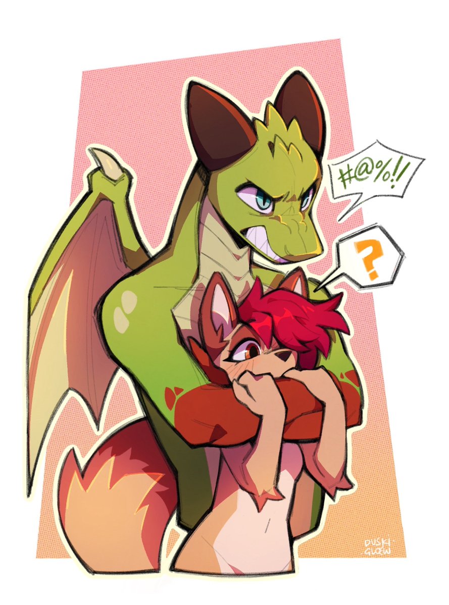 he gets a little protective of his favorite latte colored jackal :&gt;
gift for the one and only @enginetrap&lt;3
