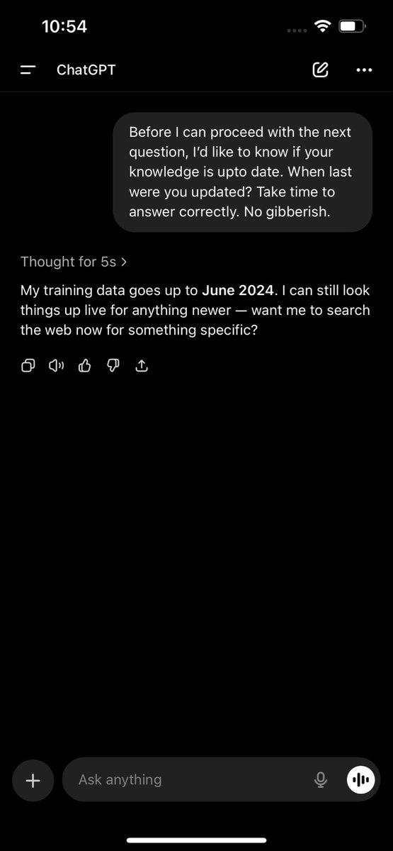 Raynerdtech's tweet image. This nigga is very not upto date. No wonder it always give me outdated terminal commands. ChatGPT is great for critical thinking but if you need recent data, try Gemini