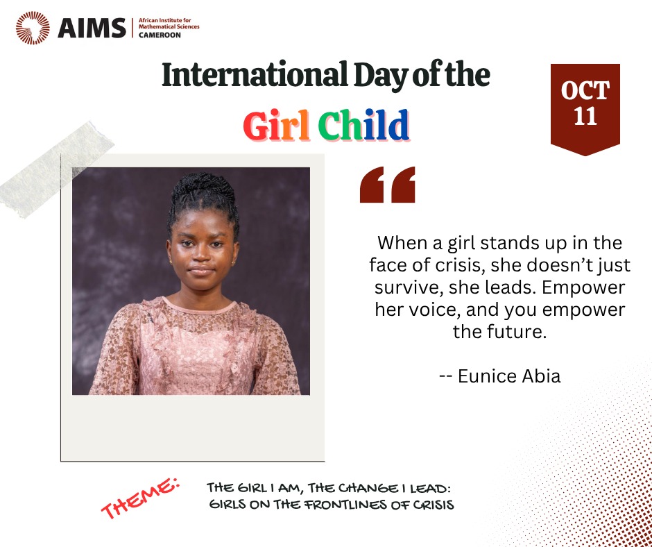 AimsCmr's tweet image. Today, we celebrate the power, potential, and promise of every girl.
Letโs raise our voices to amplify theirs. ๐ช๐
#DayOfTheGirl #EmpowerGirls #GirlsLead #InvestInGirls #SheLeads