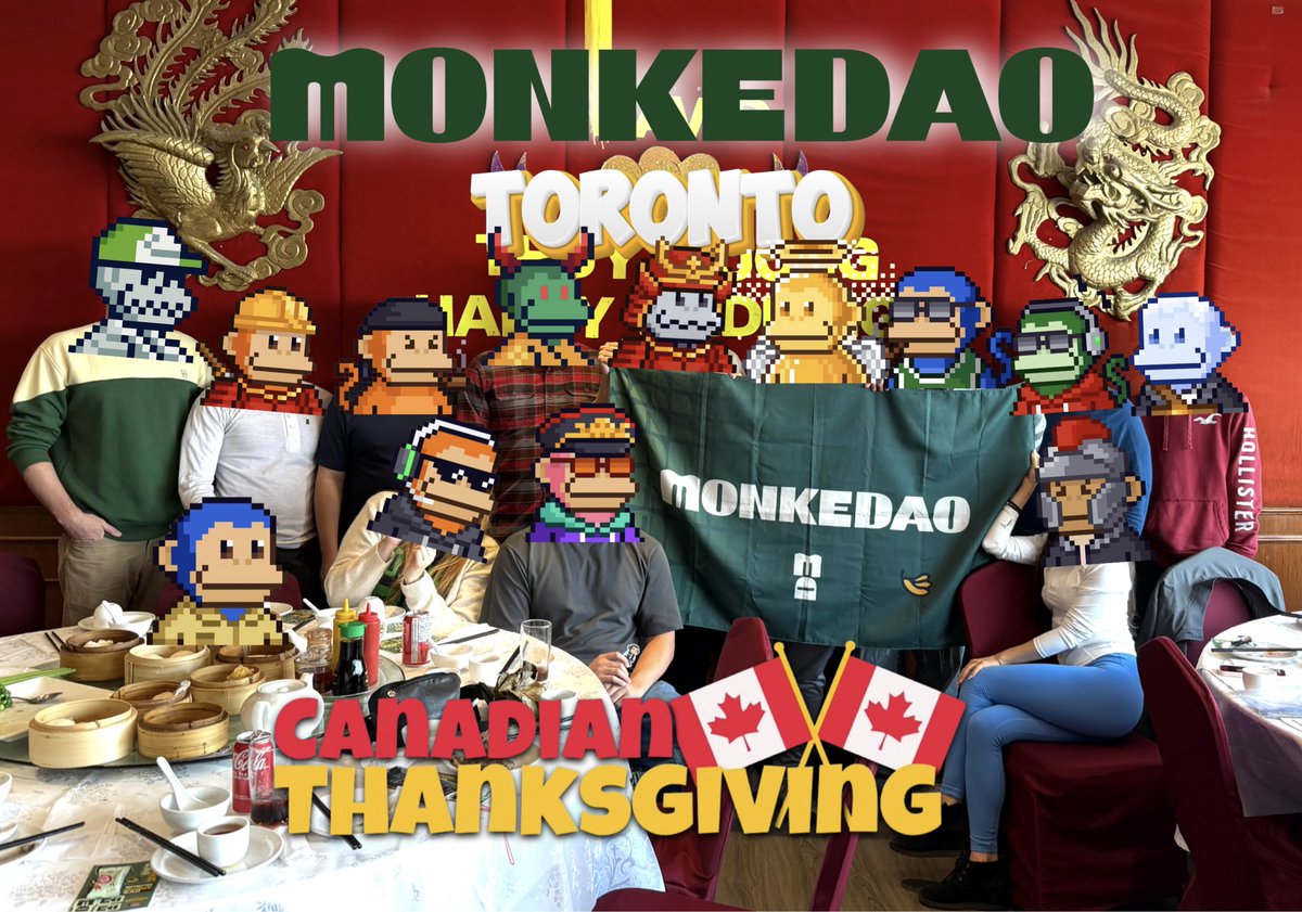 Bringing the <a href="/MonkeDAO/">MonkeDAO🍌</a> fam together for Canadian Thanksgiving in Toronto. <a href="/SolanaMBS/">Solana Monkey Business</a> community strong. Friends and family are what’s important during the holidays.