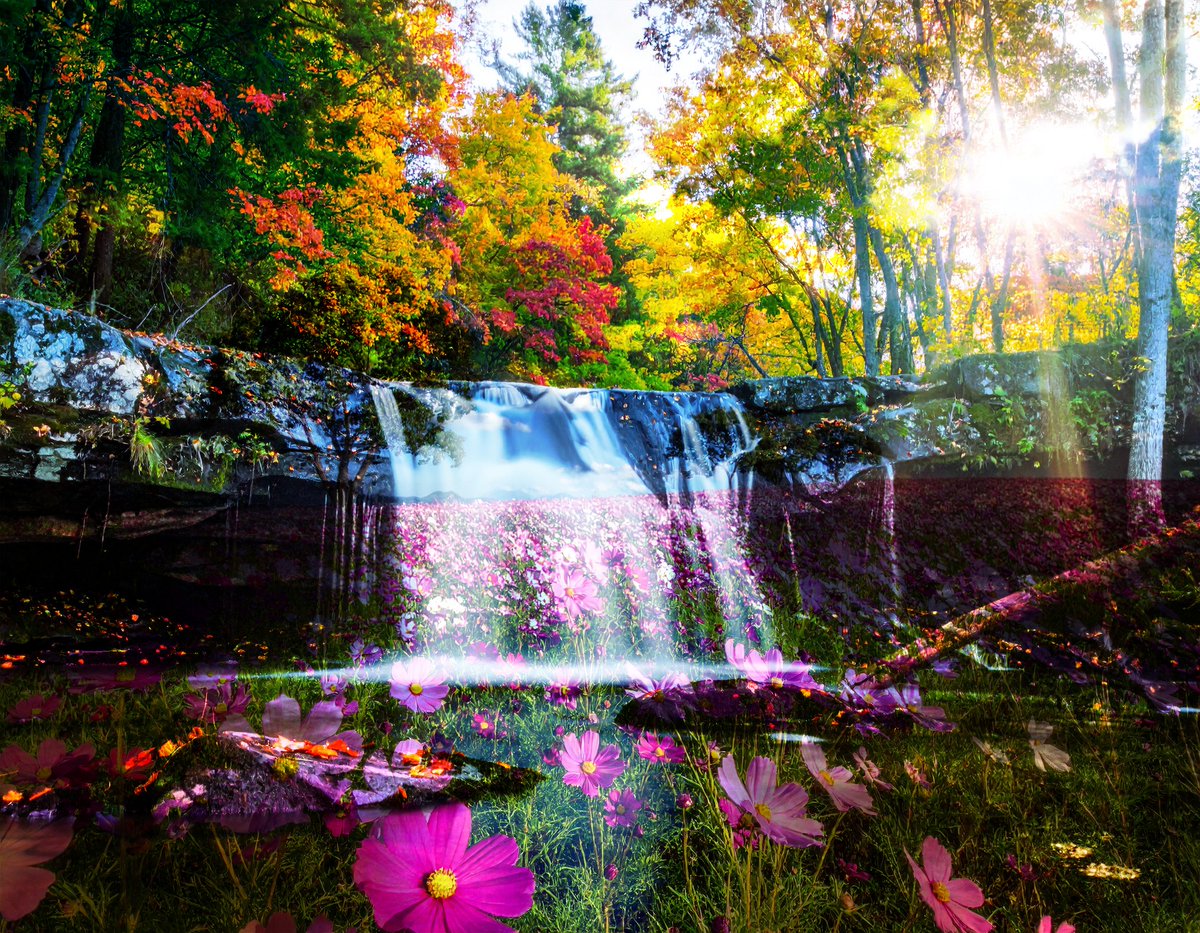 sanrotasu0216's tweet image. Cosmos Falls　Thác Cosmos　　#AI  #PS  #Adobe