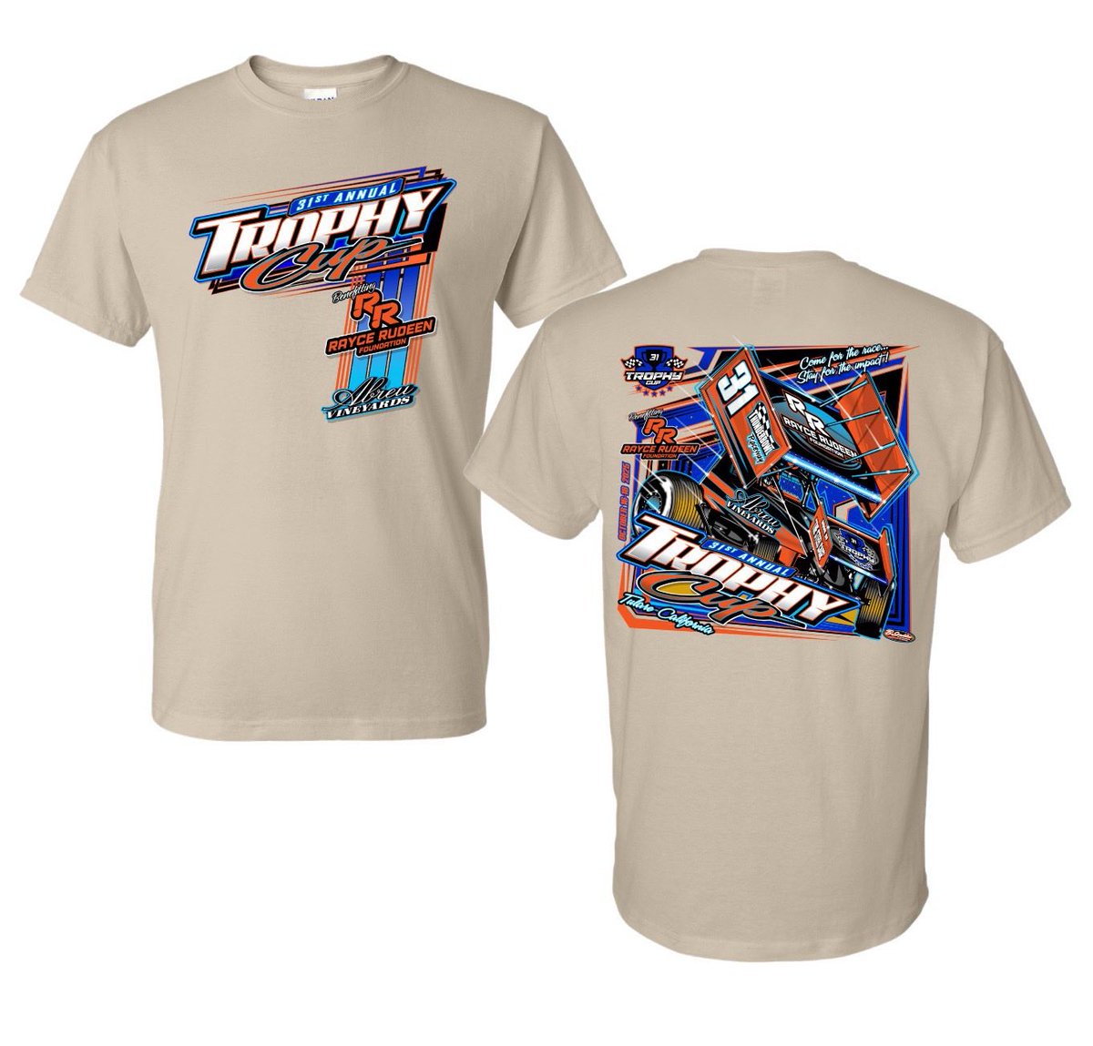 tularetrophycup's tweet photo. TROPHY CUP 31 APPAREL! 
Available at Bullet Impressions INC. 
Stop by the One Fast Tee trailer and check it out! 

TROPHY CUP 31
OCTOBER 16-17-18
Abreu Vineyards presents #TrophyCup at @TulareTbowl   - benefiting the @RayceRudeenFdn   - Powered by 26 Promotions.

@onefastt https://t.co/VYIhzIN9Vl