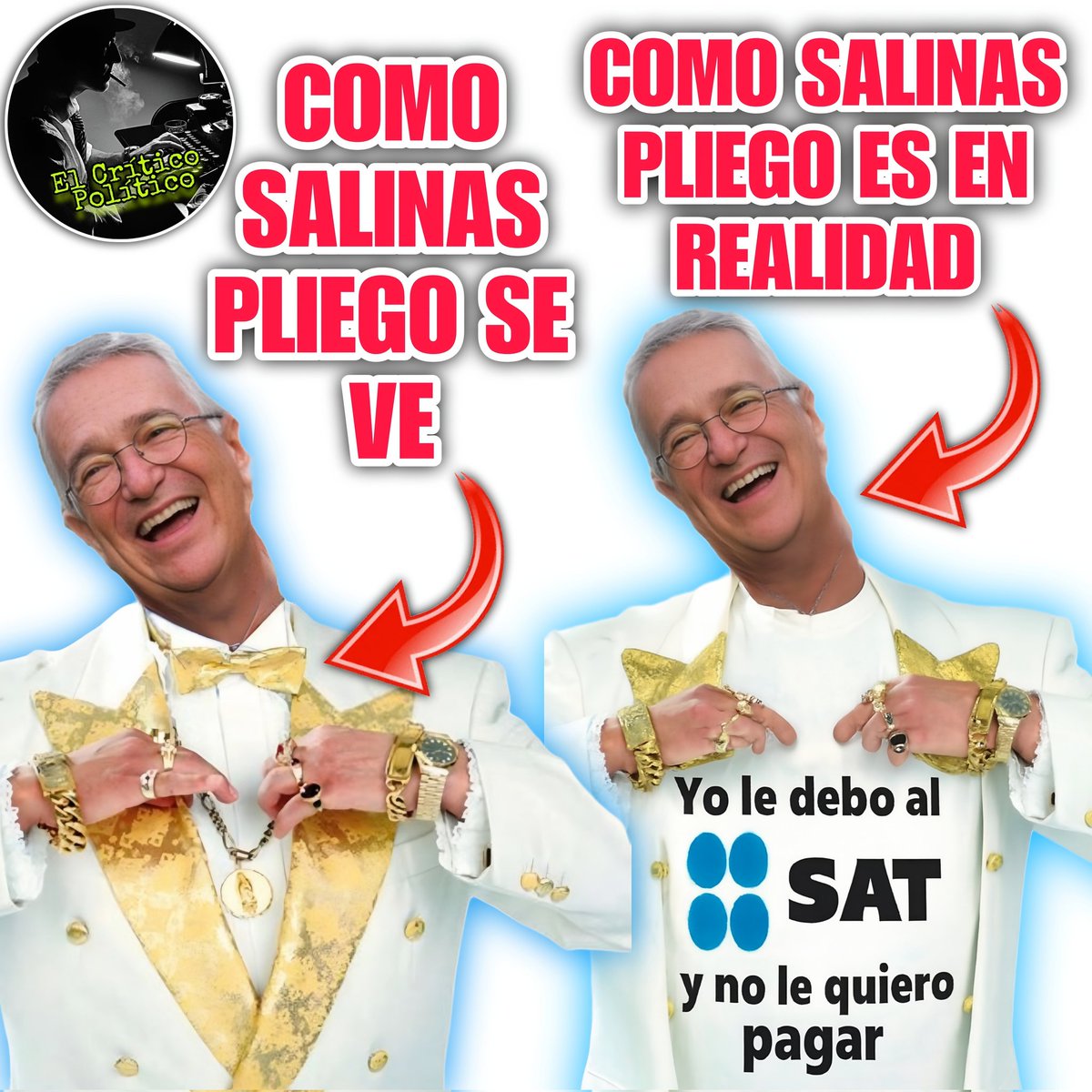 #SalinasPliego me tiene bloquedo... 🤣🤣🤣... Por qué será... 🤣🤣🤣

Pero aquí le arreglamos el outfit que presumió desde su cuenta de X