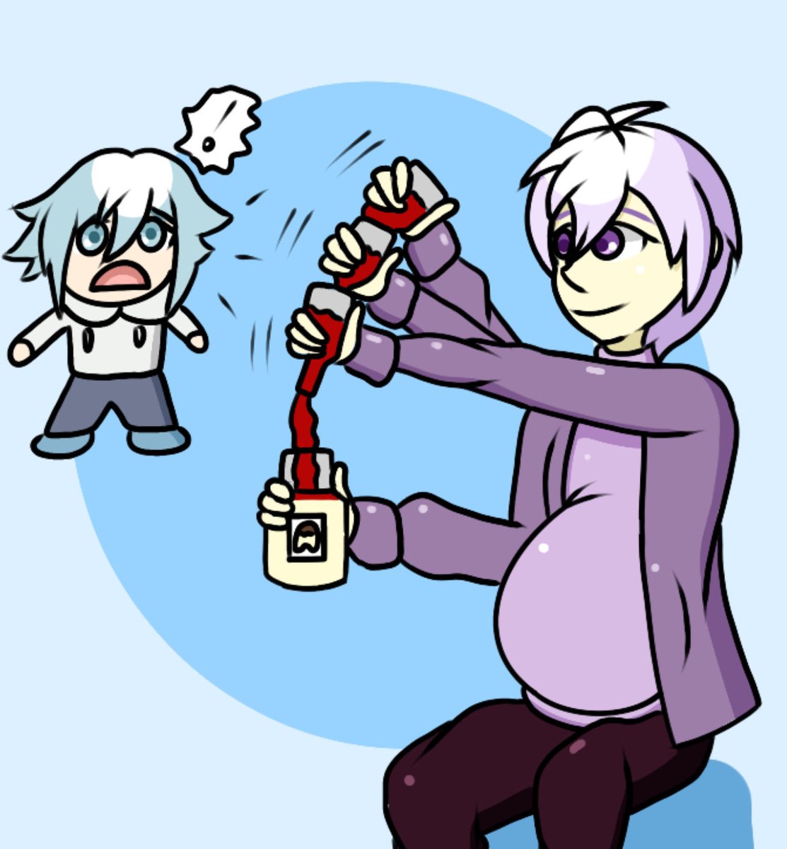 el_mikimiki's tweet image. #pregtober2025 day 5: Strange craving
Despite being lactose intolerant, Sogo developped a taste for King Pudding… couplee with Tabasco… to the demise of Tamaki…

Enjoy !