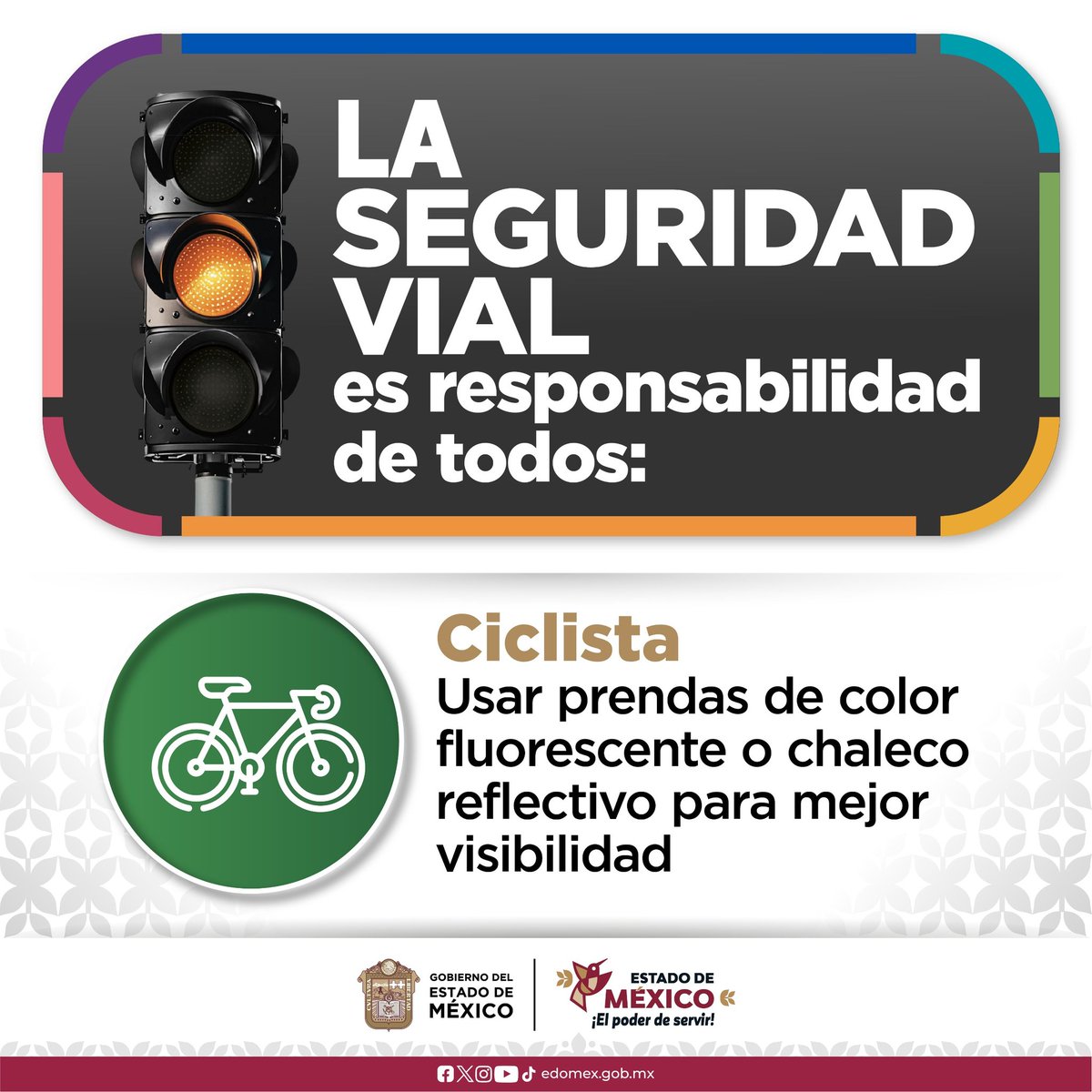 SSEM_VialEdomex's tweet image. #SeguridadVialEdoMex | Ciclista utiliza prendas fluorescentes o chaleco reflectante en baja visibilidad.
#ElPoderDeServir