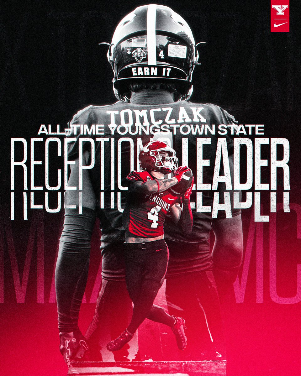 𝐌𝐚𝐱 𝐓𝐨𝐦𝐜𝐳𝐚𝐤 is now the school's all-time leader in career receptions! 🐧🏈

#GoGuins