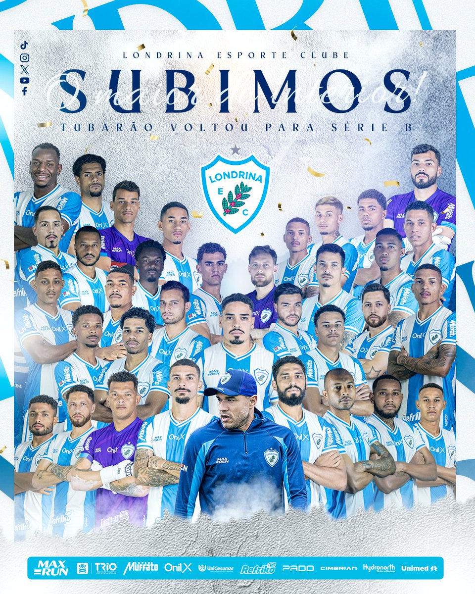 LondrinaEC's tweet image. 🦈🔝 TUBARÃO NA SÉRIE B!!!!! O Maior do Interior do Paraná está de volta a Série B do Campeonato Brasileiro!!! 🥳🩵

#VamosPraCimaTubarão #LondrinaEC #LEC #VGD #SérieB