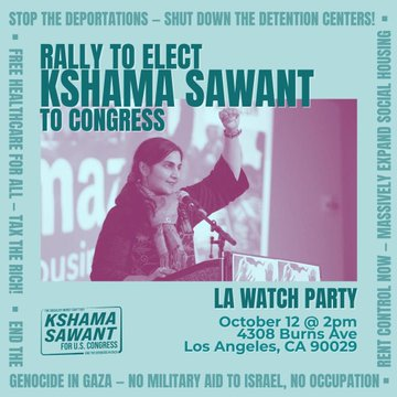 I'm an independent socialist antiwar pro-worker candidate for the U.S. Congress. I'm running against genocidal Democrat Adam Smith.

Join me at our upcoming National Rally tomorrow, October 12th at 2pm PT / 4 pm CT / 5 pm ET.

If you're in the NYC area, join us at our BUSHWICK