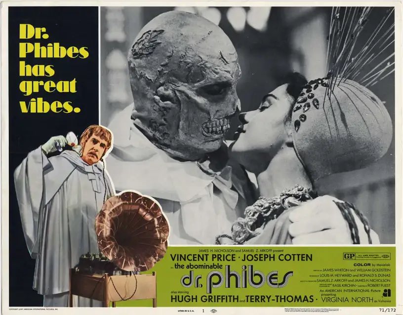 for the 100,000th time i spent an afternoon with my favorite actor ever, vincent price, watching, “ the abominable dr phibes”! 
if u have never seen it, u should!  its free on youtube.