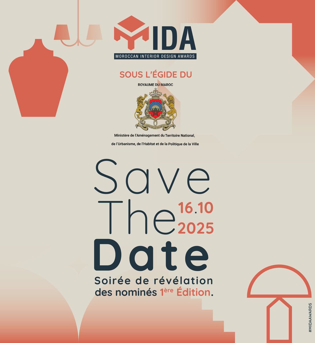 ArchimediaMaroc's tweet photo. Save the date ✨

La révélation des nominés de la 1ère édition des Moroccan Interior Design Awards (MIDA) approche. 

Jeudi 16 Octobre 2025 - ESBAC
École Supérieur des Beaux-Arts de Casablanca

https://t.co/ZQdstewiuX https://t.co/FexRxF2Eye