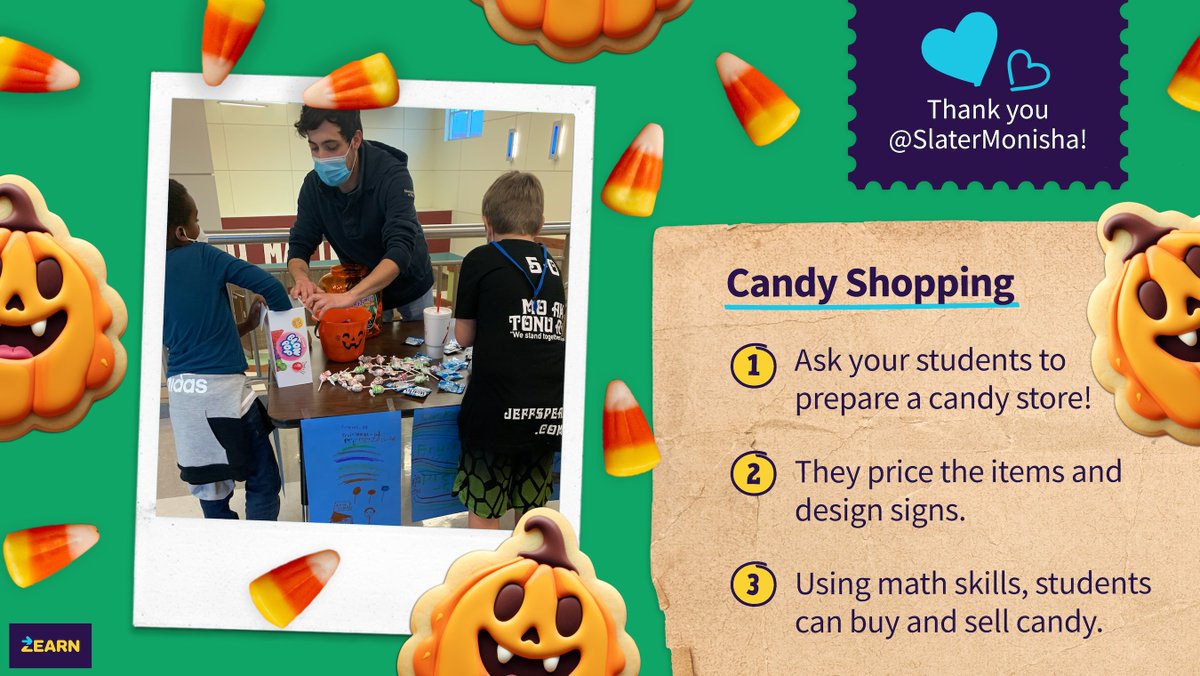 zearned's tweet image. 🍭Lollipops &amp;amp; chocolate &amp;amp; gummy worms, oh my!🍬

Fourth grade T @SlaterMonisha in VA has her students set up a candy store to apply their math learning to real life. 🍫

@VDOE_News #ITeachMath