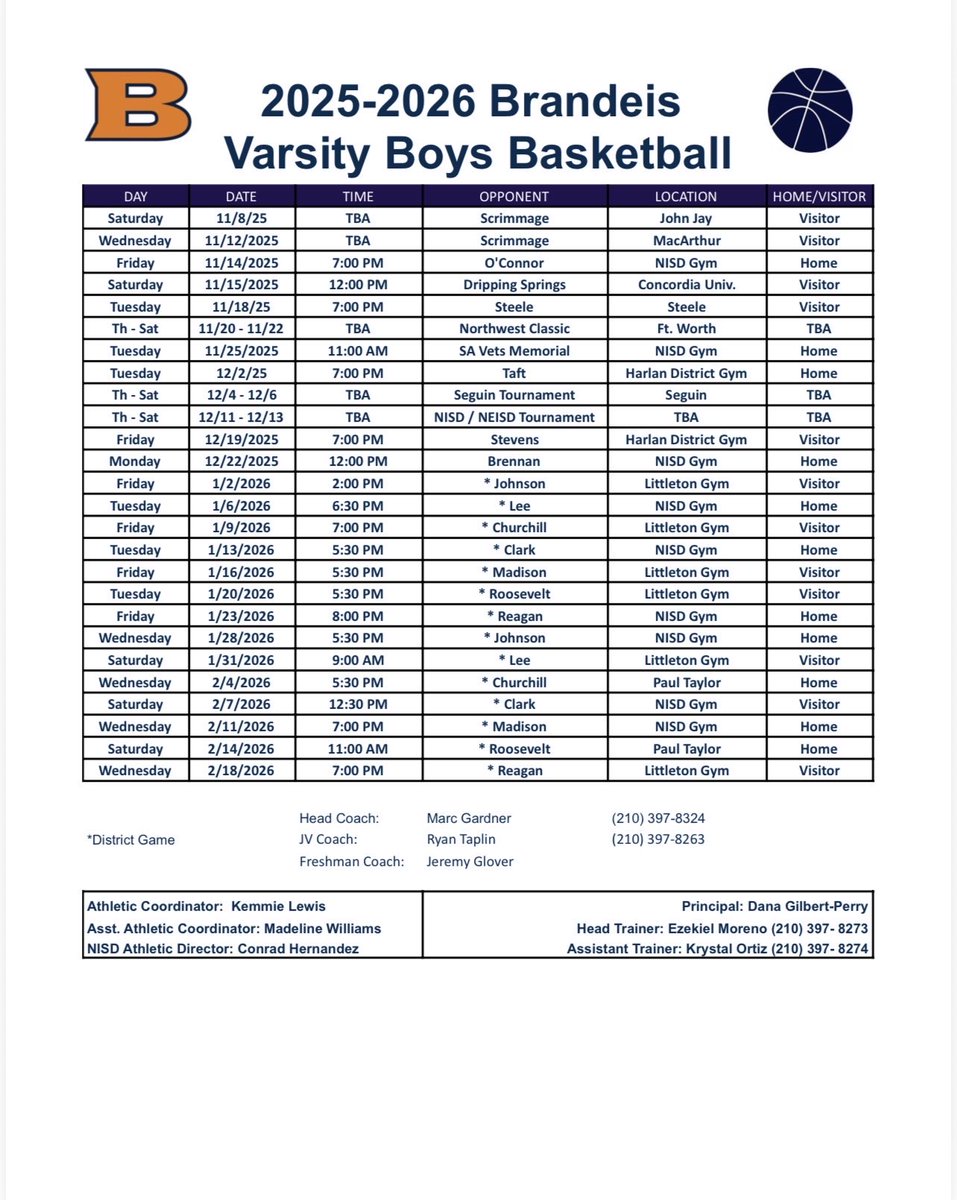KarmenG_2026's tweet photo. 2025-2026 varsity schedule. Stay tuned for my senior season it’s gonna be one to remember. @BrandeisHoops https://t.co/XtI9SkeCGj