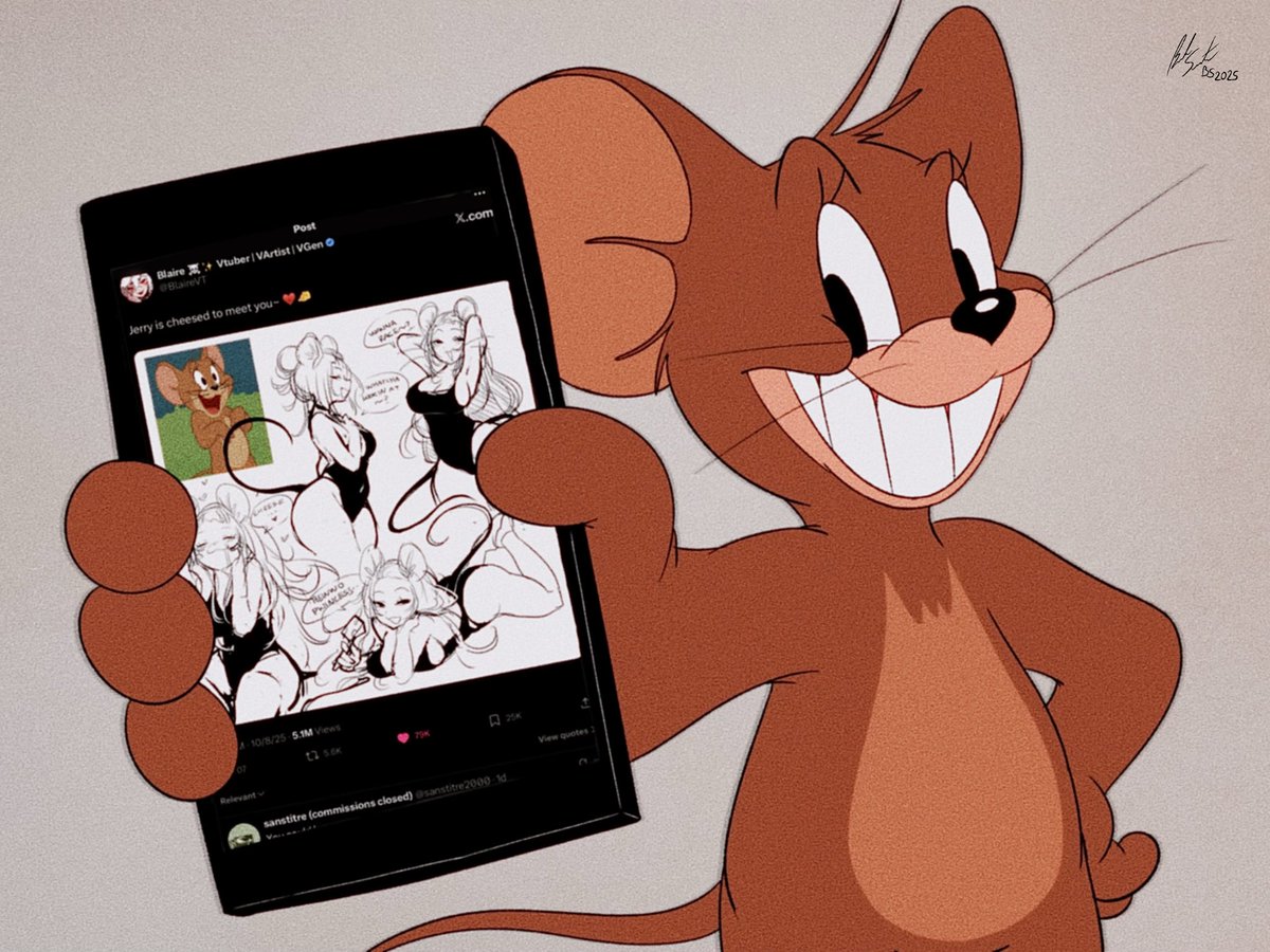 BrandonSDraws's tweet image. Oooh boy, my audience will not like this one, but frankly, I don’t care.

Jerry thinks this drawing by @BlaireVT is actually kinda cool! (Don’t forget to check her out!!)