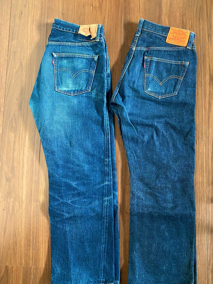 lbh53nho's tweet image. #リーバイス
#501XX
#デニム

まだ自分が20代前半の頃にリーバイスから発売され購入したビックEと皮パッチのレプリカ
今のLVCの生地とは比べ物にならないくらい生地が良い。特にビックE(紙パッチ)の方はこれデットに近い状態なら今かなり良い値段付くんじゃないかな？
ということで洗います　笑