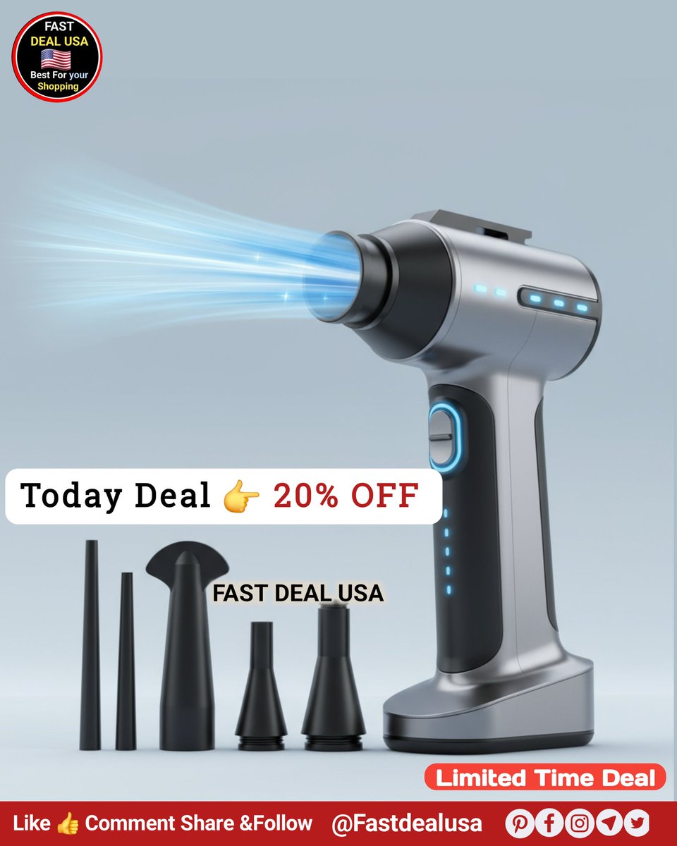 Fastdealusa's tweet image. 💨 Blast away dust in seconds with the ZOAIVR 130,000RPM Cordless Air Duster ultra-powerful, rechargeable &amp;amp; eco-friendly! 💪 Now $39.98 (List $49.99) with 20% OFF
Price may change anytime
View deals on Amazon 
👉@fastdealusa 

#fastdealusa #Ad #TechGadget #AmazonFinds #airblower