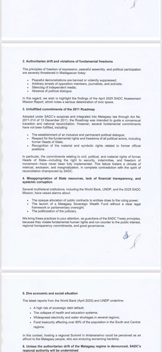 Sophie_Mokoena's tweet image. This letter was written by stakeholders in Madagascar requesting SADC not to hand over the chairmanship of the regional group to their president. That’s what has led to the coup. Signs were there. South Africa will have to take over SADC chairmanship.
#sabcnews.